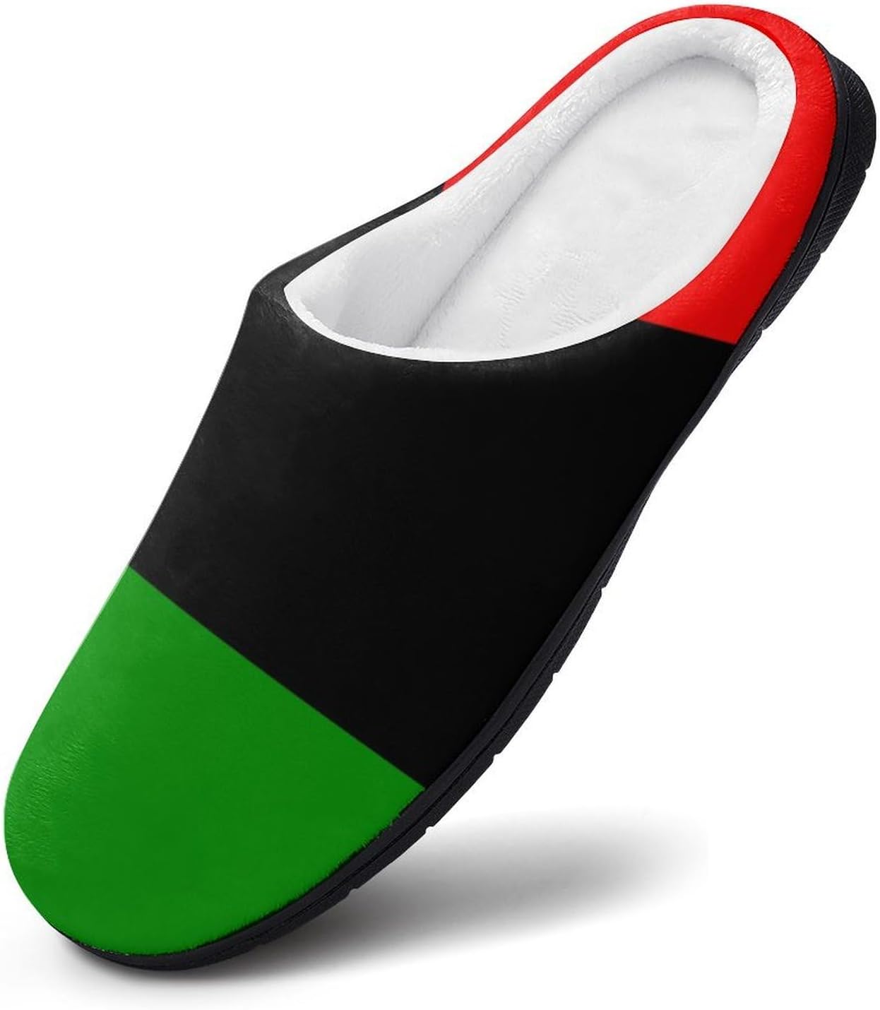 Pan African Flag Women's House Slippers Memory Foam Warm Shoes Spa Rubber Sole Indoor Outdoor