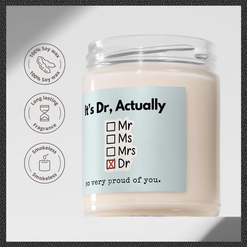 Phd Gift - Luxury Soy Wax Candle - Vanilla, Jasmine, Sugared Almond - Makester, White - Image 2