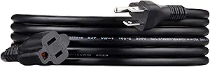 Amazon Basics Extension Cord, 10 Ft, 3 Prong Outlet Extender, Indoor Extension Cord, 13 Amps, 125V, Black