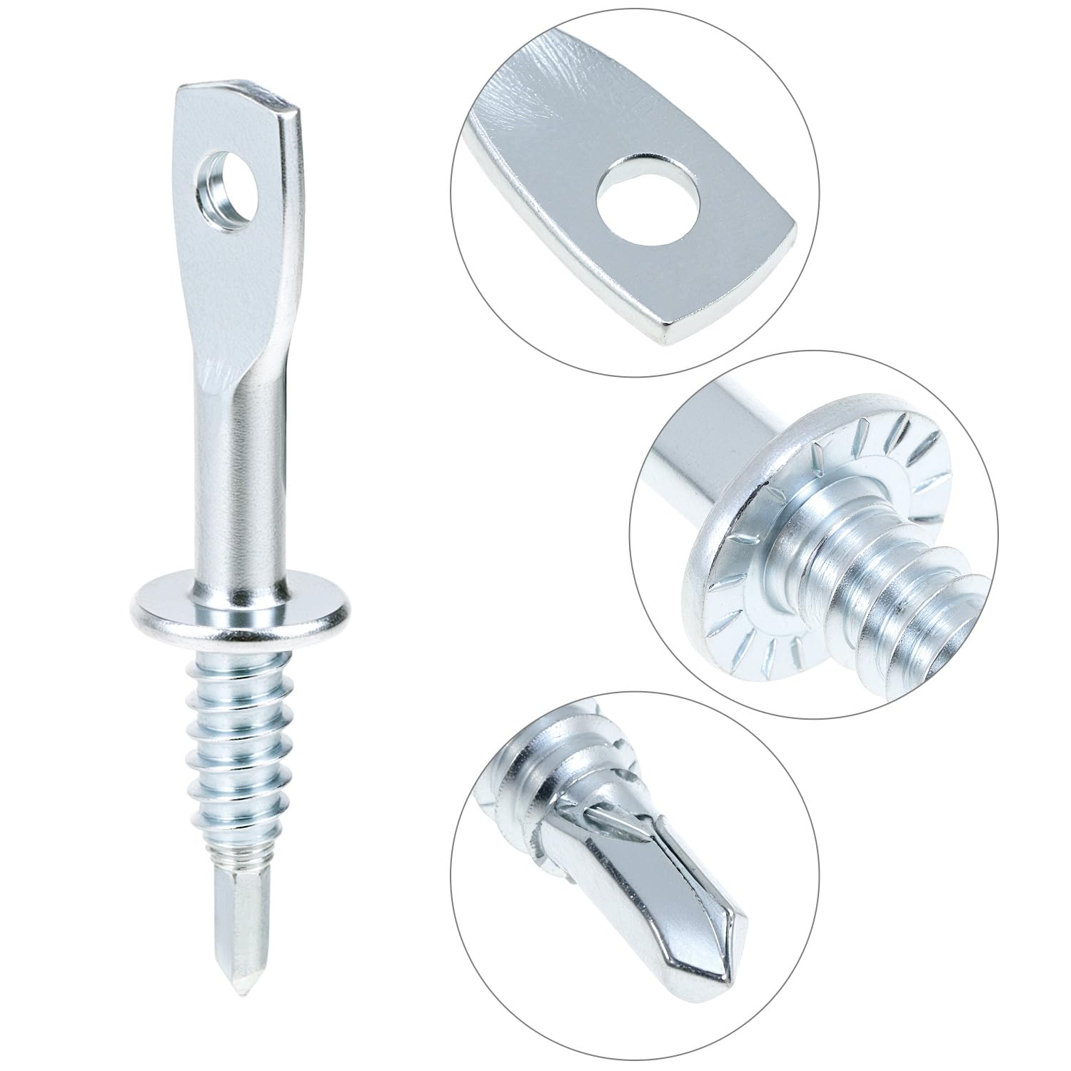 QWORK 100 Pcs 2 Inch Eye Lag Self-Tapping Screws with 2-5/8" Driver, Eye Lag Wood Screws, Attaching Hanger Wire to Joists Eye Bolts, for Accommodates Jack Chain Ceiling Wire