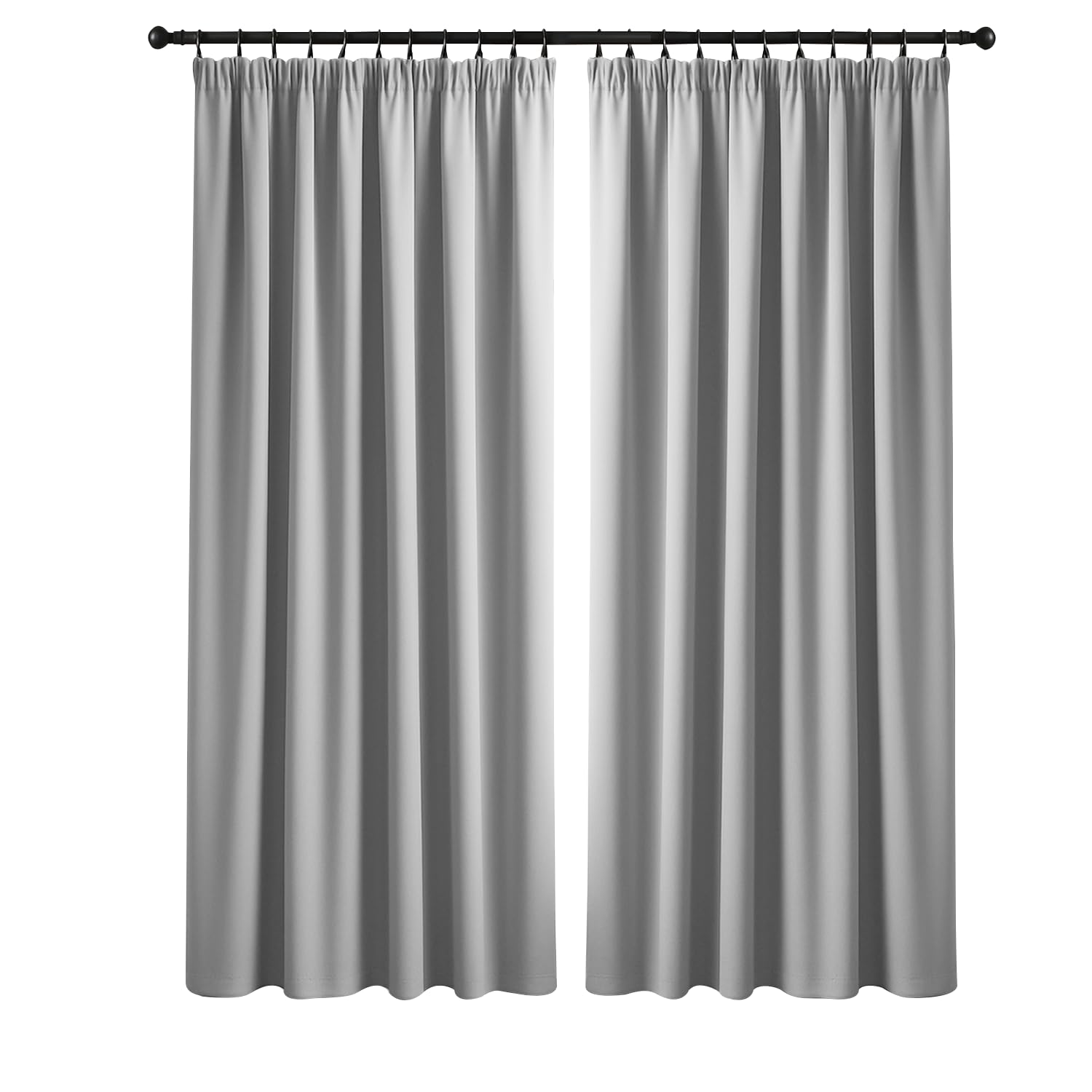 Yorkshire Bedding Blackout Curtains for Bedroom 90x72 Light Grey Curtain Privacy Protection Pencil Pleat Curtains Thermal Insulated Energy Saving Curtains for Living Room 2 Panel with Tiebacks
