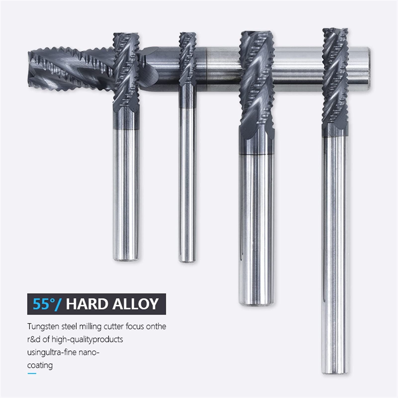 TTT Espiga Desbaste 4 Flauta Molinos de extremo CNC Bit Router Bit HRC50 Recubrimiento de nitruro 4-12mm Tungsteno Carburo Fresado Cortador de fresado (Size : 8xD8x35x100L)