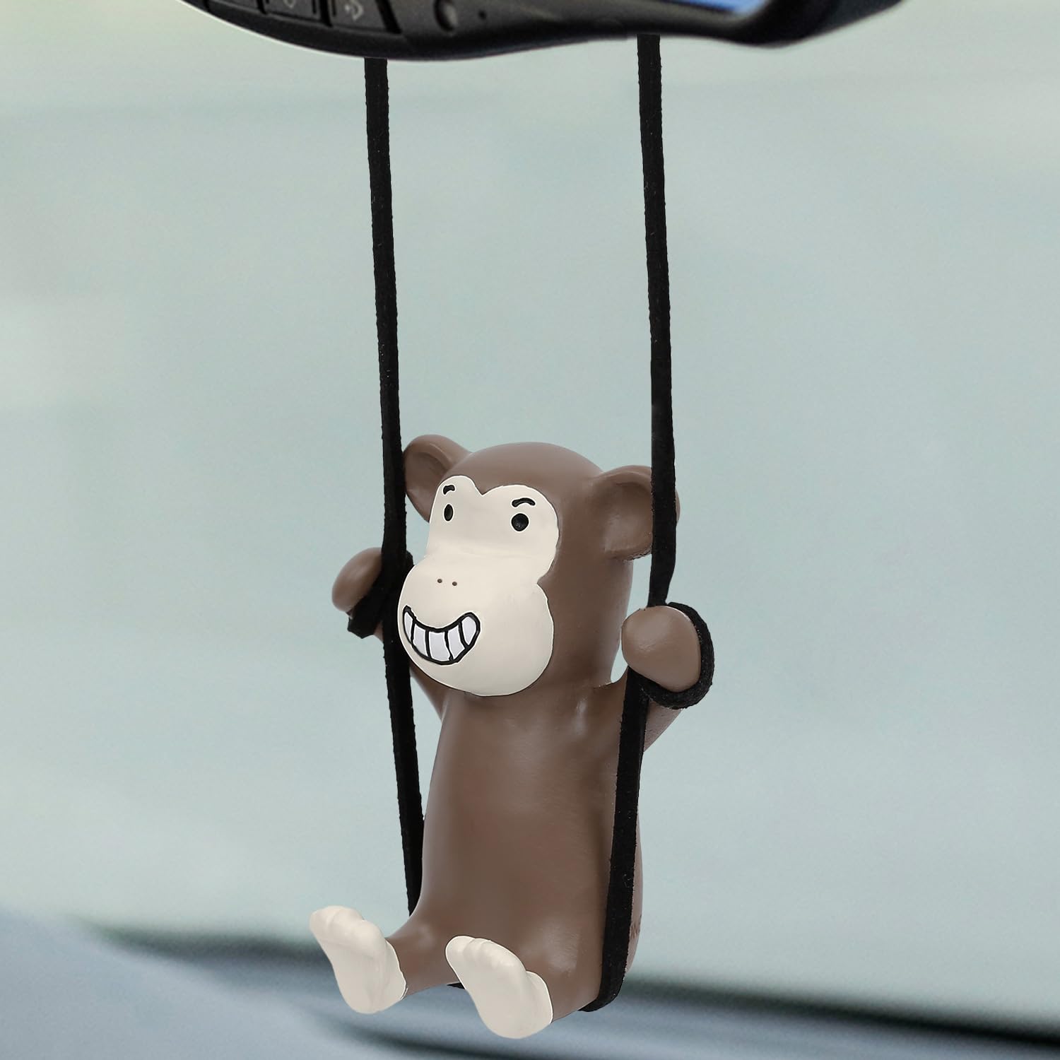 YGMONER Cute Swinging Monkey Car Rear View Mirror Hanging Accessories Funny Car Interior Decor Gifts for Women Men (Monkey)