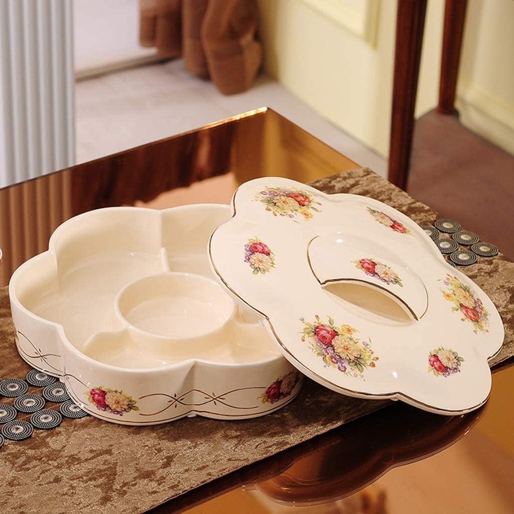 Divided Serving Tray Portable Party Snackle Box Nut Serving Platter Nut Bowls for Parties Snack Bowls Snack Organizer Dry Fruit Tray with Lid