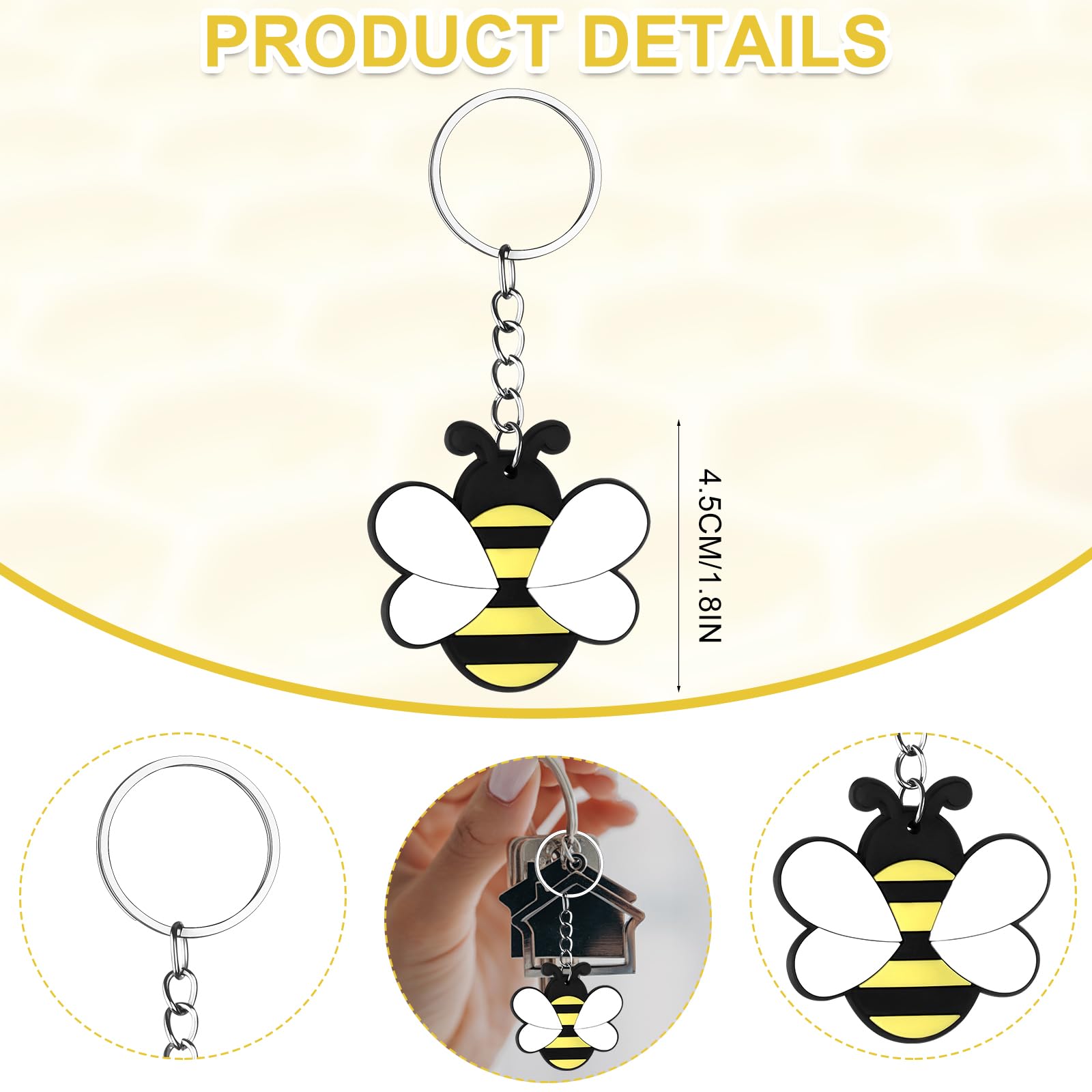 HAOWANWW 36 Set Bee Employee Appreciation Gifts Thank You Teacher Gifts New Job Retirement Gifts Inspirational Bee Keychain Bulk with Thank You Card Bag Gift for Women Men Teacher Worker Staff - Image 3