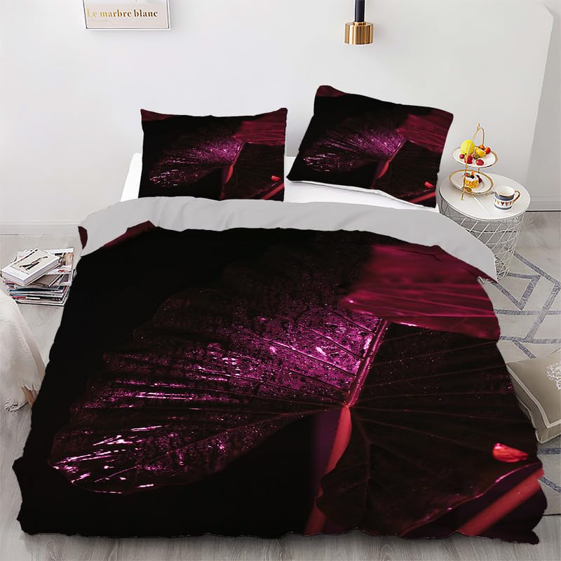 Housse de couette 220x240 en microfibre premium 110g/㎡ couleur violet foncé au fini mat