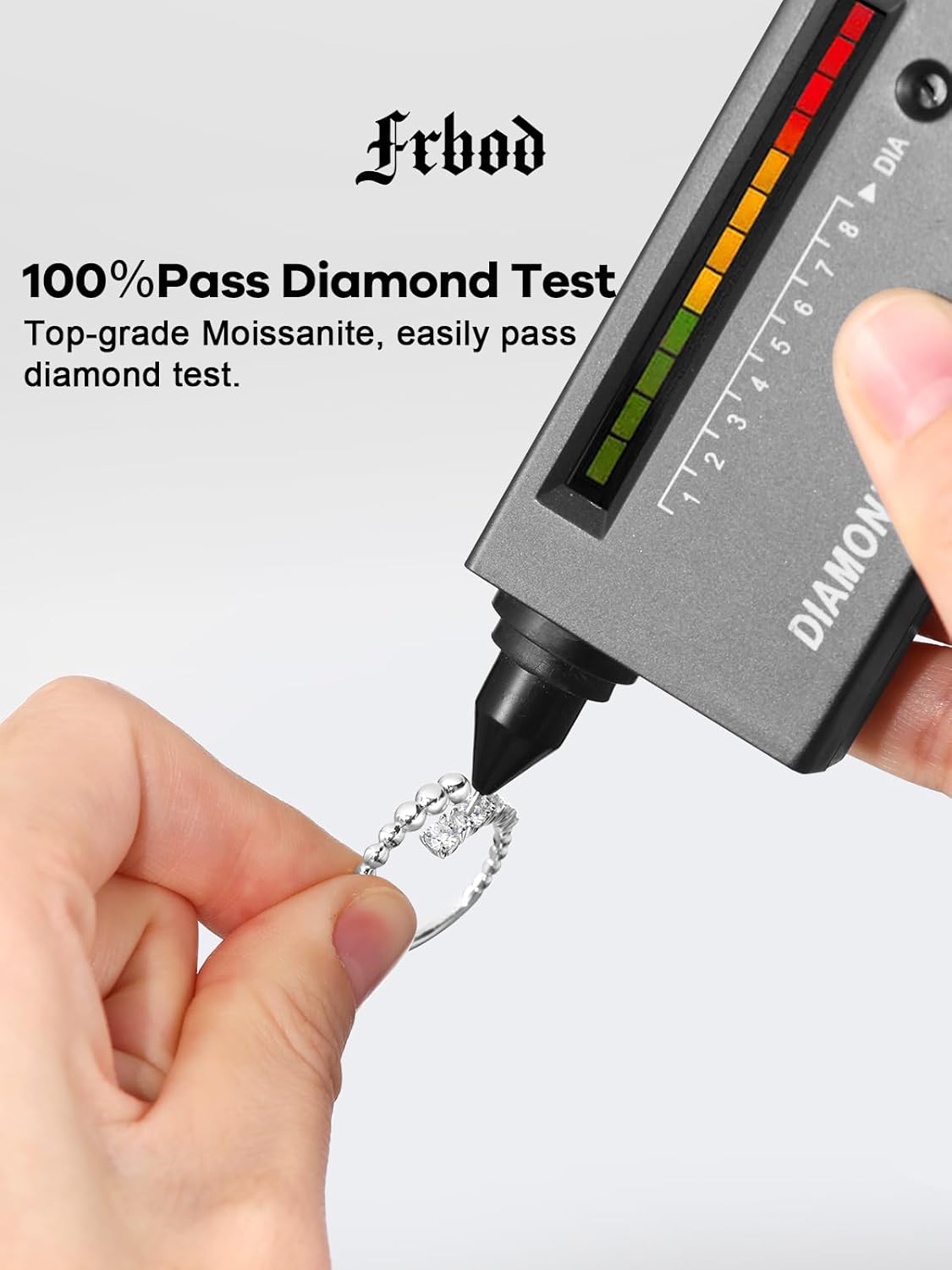 D Color VVS1 Clarity Moissanite Open Ring for Women, Beaded Stackable Moissanite Band, Solid 925 Sterling Silver with Gold/White Gold Plated, Aniversary Christmas Valentines Jewelry, Size 5-9 - Image 3