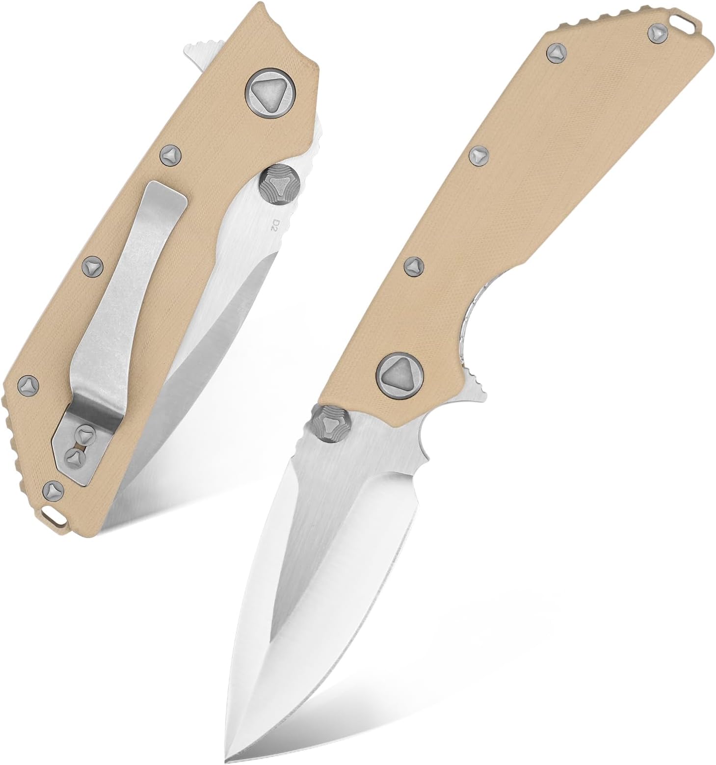 EF335 Folding Knives D2 Blade and G10 Handle,5 inch Closed EDC Pocket Folding Knife with Clip (gray)