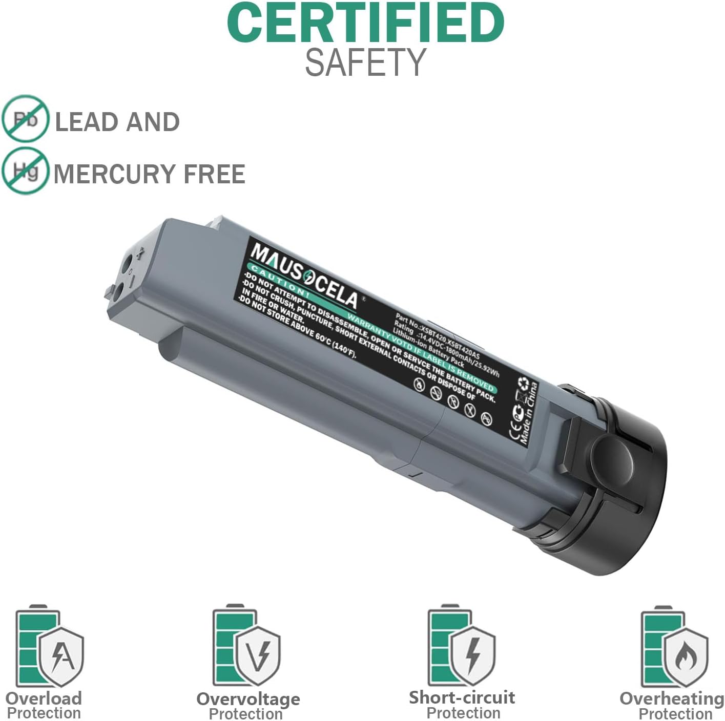 1800mAh XSBT420 Replacement Battery, Compatible wiith Shark WS640, WS640AE, WS642, WS642AE, WV401BL, WV401PK, WV403BR Cordless Vacuum Cleaner Battery