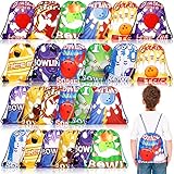 Talltalk 24 Pcs Bowling Party Drawstring Backpack Bowling Ball Bag Cute Colorful Sport Gym Drawstring Yoga Bag for Men Women Boys Girls Kids