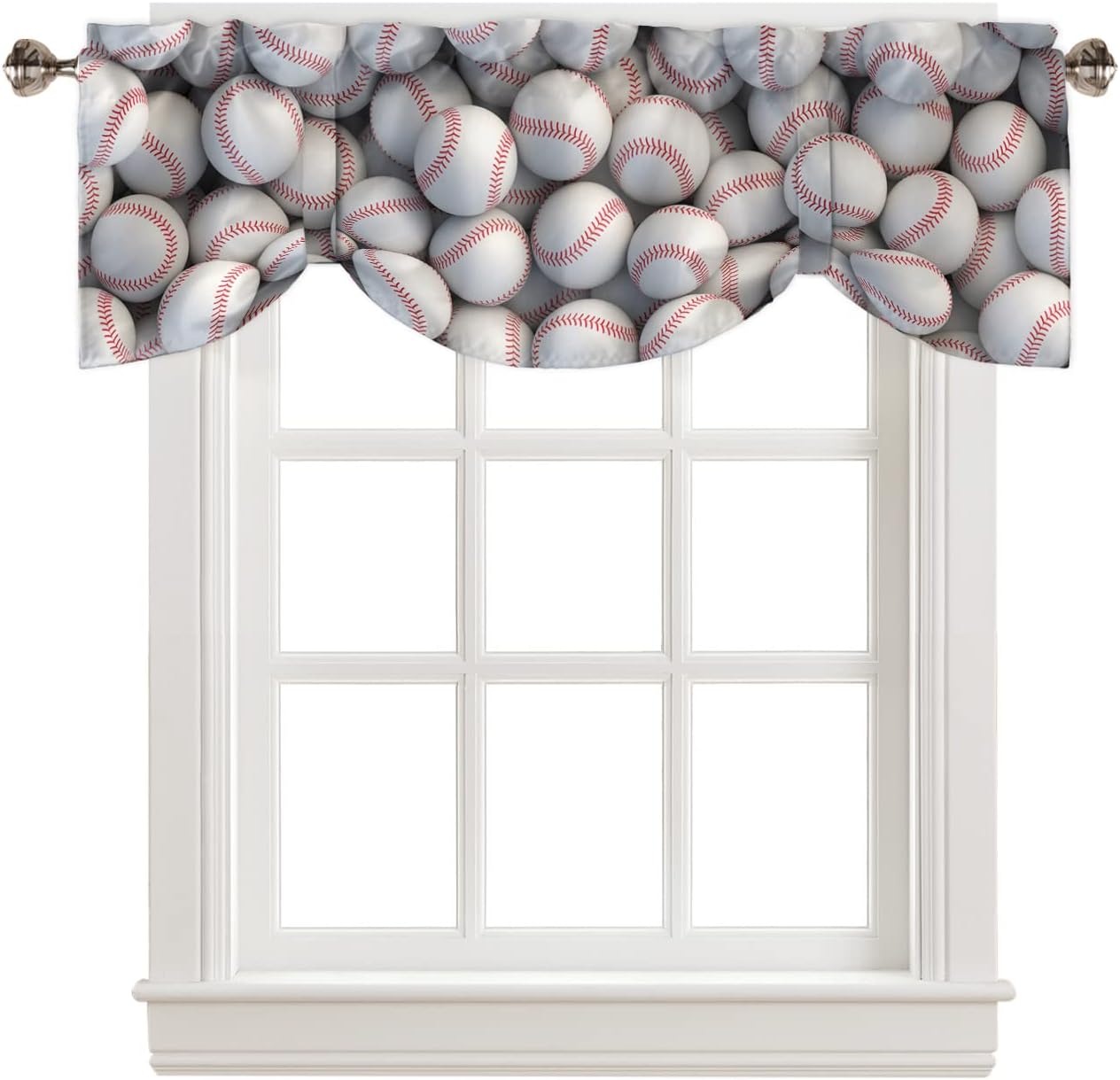 Tie Up Valance for Windows Sport Theme Rod Pocket Valance