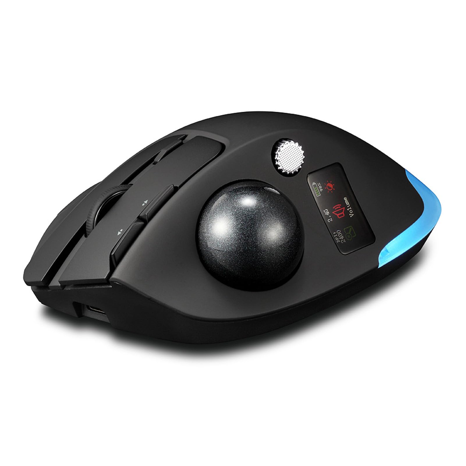 XUMIUZIY Ratón Inalámbrico con Trackball, Mouse Ergonómico, 8000 dpi, 8 Botones, Pantalla LCD a Color, for Oficina y Uso Diario (Black)
