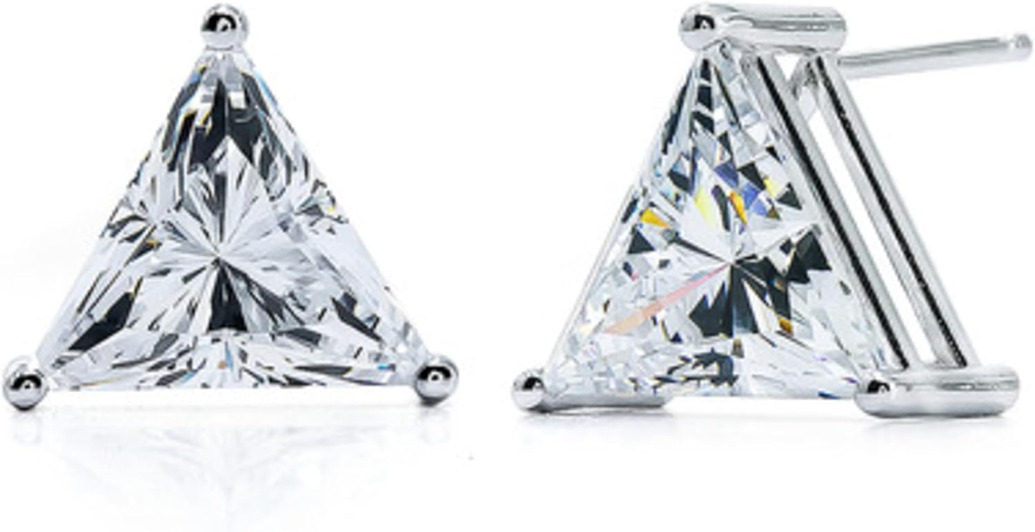 5 Ct IGI Certified E-F VS Diamond Trillion Triangle Cut Diamond Solitaire Stud Earring 14k White Gold