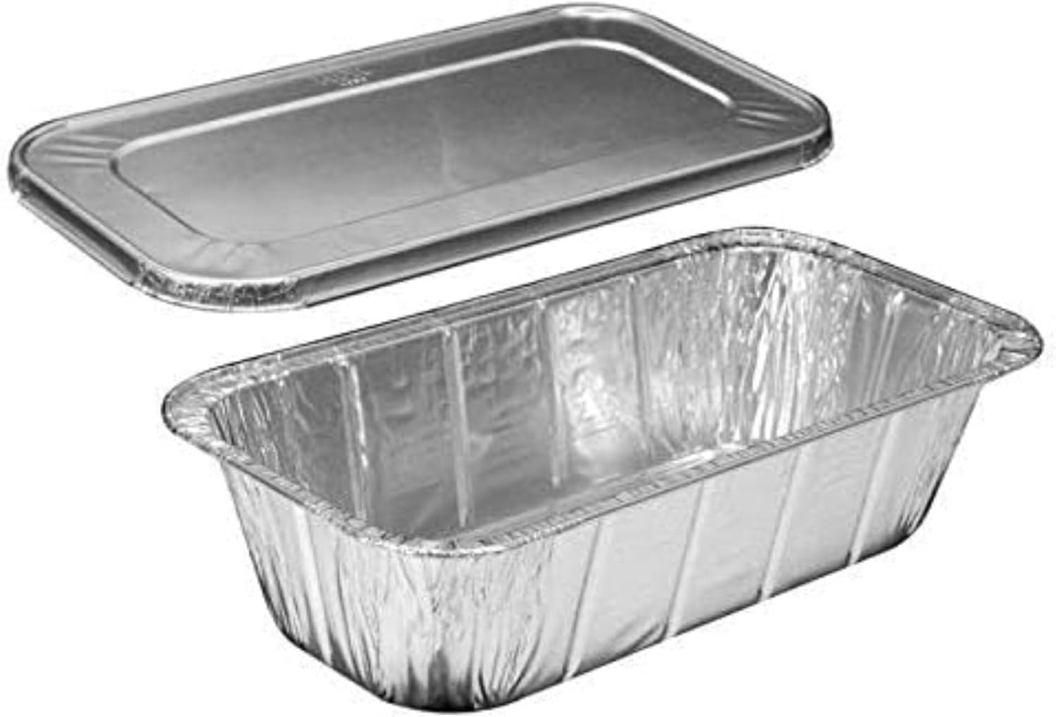 Nicole Fantini 30 Count 5 lb Disposable Aluminum Loaf Pans with Aluminum Lids | Heavy Duty Foil Bakeware | Oven Safe Recyclable Baking Containers for Bread, Cake, Cooking & Catering(60)