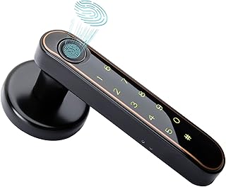 Fingerprint Keyless Smart Door Lock Electronic Keypad Entry Lever Knob with Handle - Security Lockset Biometric Touch & Code & Key Unlock for Bedroom Home Office Hotel