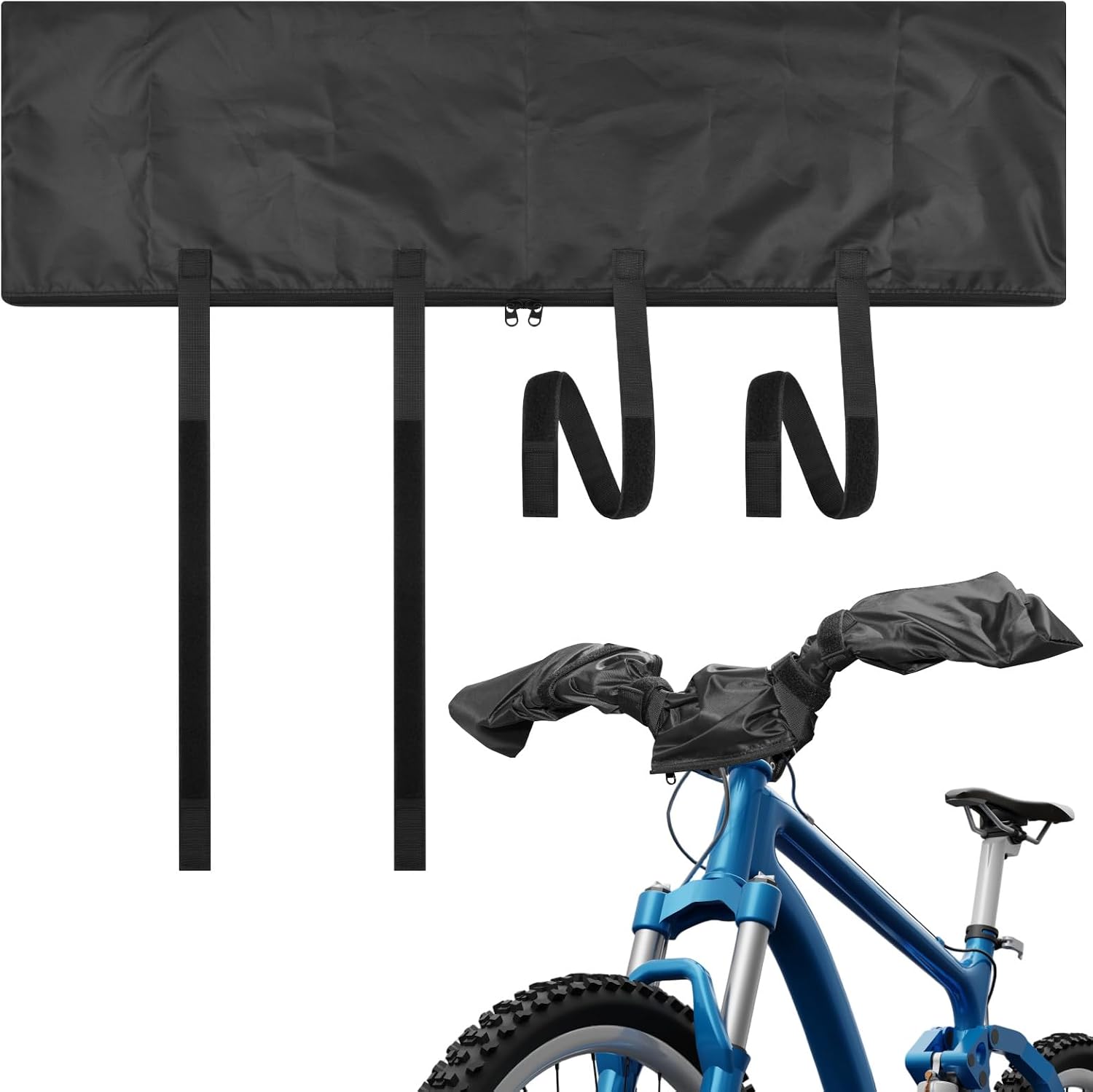Ebike Handlebar Protective Cover Waterproof Electric Bicycle Handlebar Hood Rain UV Protection Sleeve Case with Zipper and Fastening Strap for Electric Bike Cycling Equipment