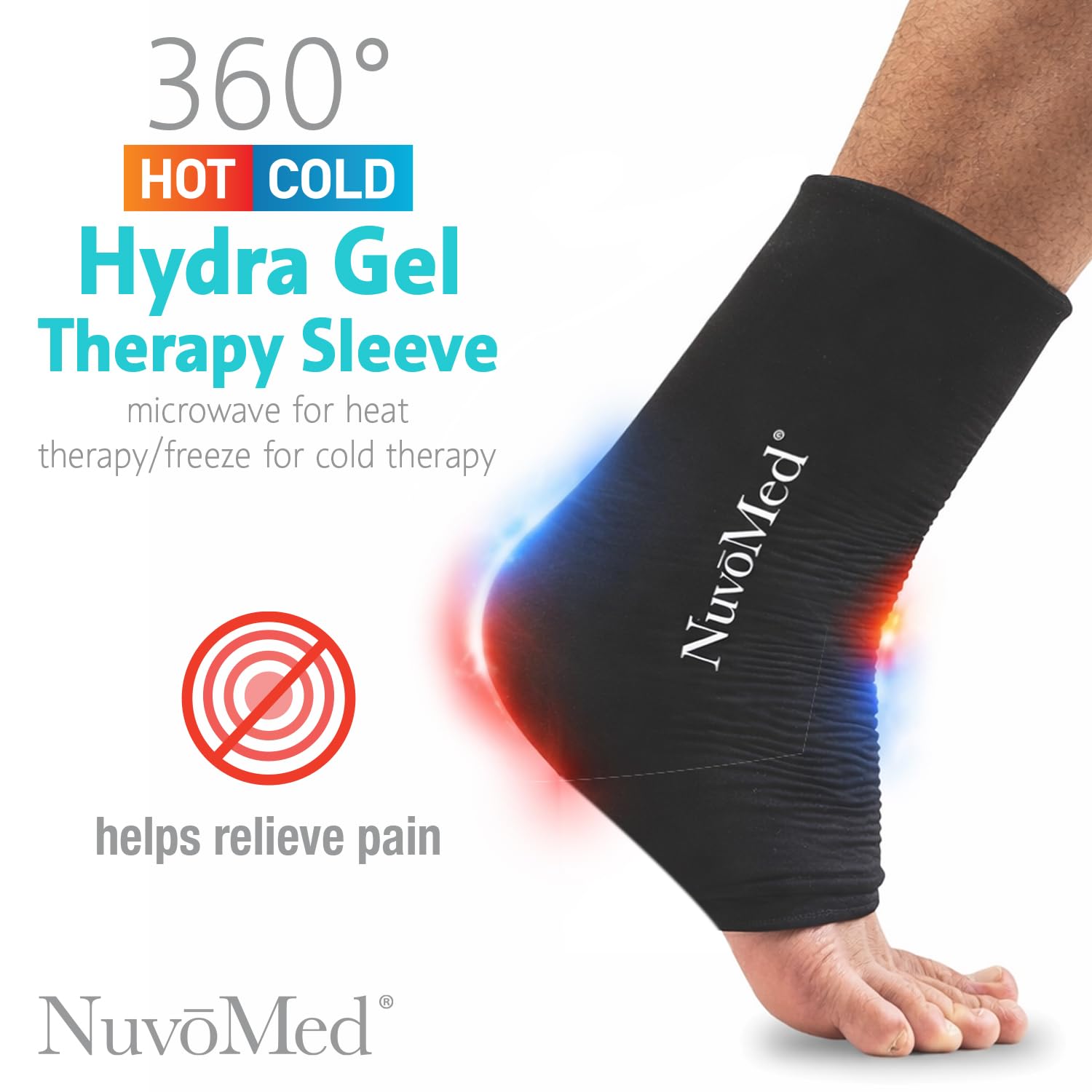 NuvoMed Impacco riutilizzabile in gel caldo e freddo, impacco flessibile in gel idraulico, adatto al microonde e al congelatore, copertura a 360° per ginocchia, gomiti, caviglie, polsi e polpacci