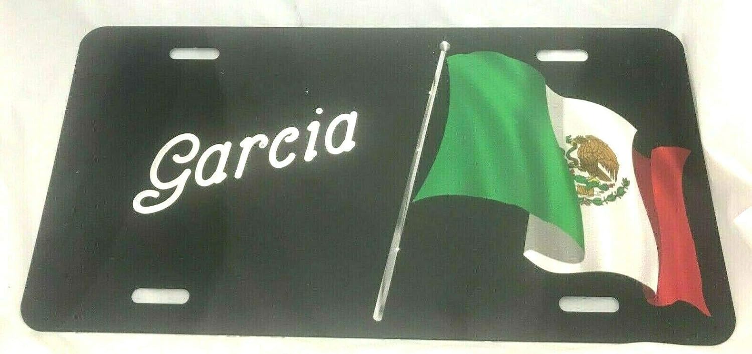 Mexican Flag Personalized Custom License Vanity Plate Free Engraved Bandera de México Auto Car Tag Country Flag of Mexico License Plate Beautifully Designed and Specially Made