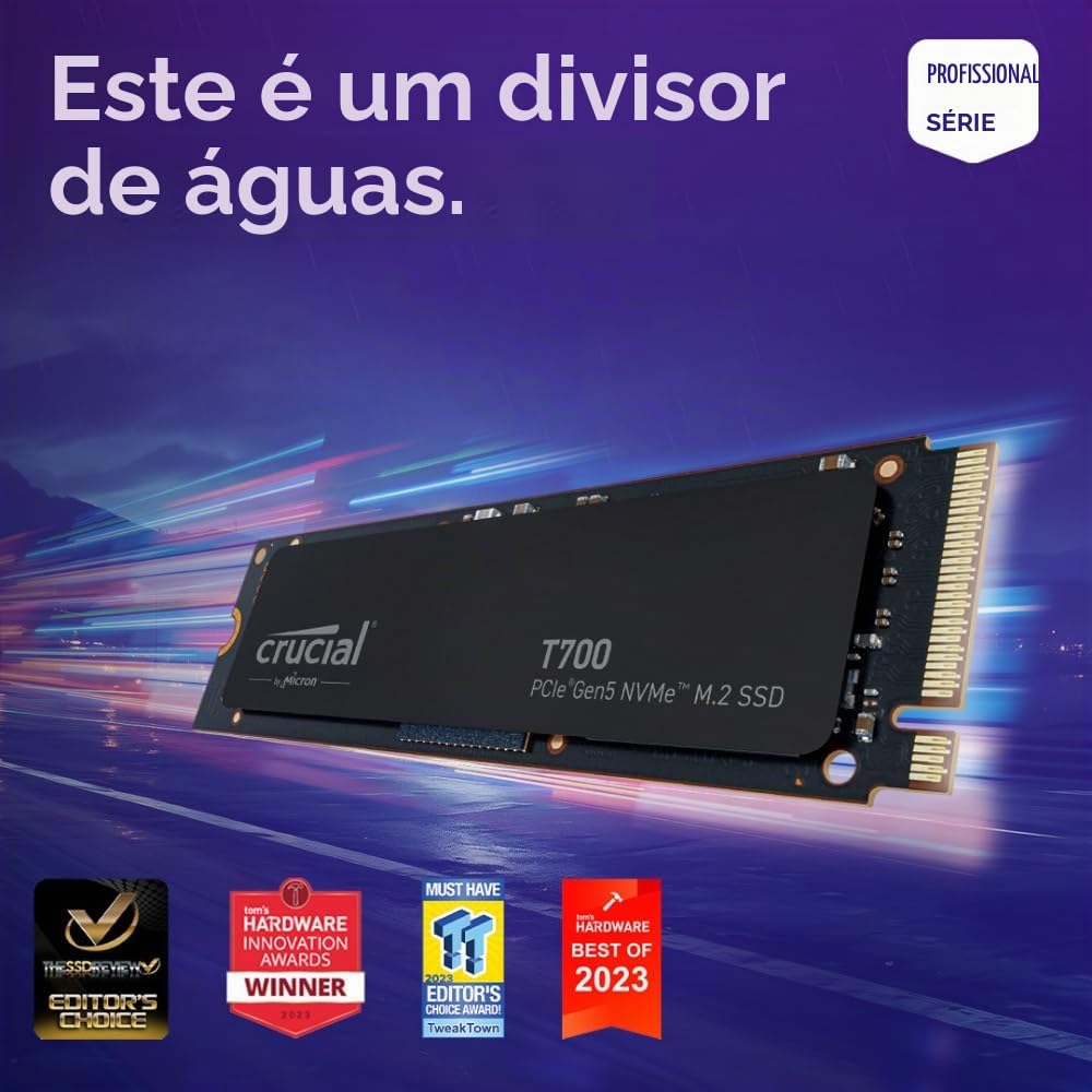 Crucial SSD M.2 NVMe T700 1TB Gen5 - Até 11.700 MB/s
