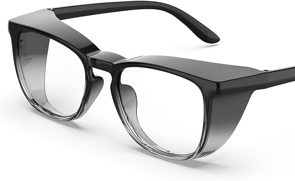 TOREGE Clear Safety Glasses, Upgrade Gradient Safety Goggles Eye Protection With Anti-Fog And Anti-Blue Light Lens, Perfect Alt To Regular Protective Eyewear For Men WomenGradient Black
