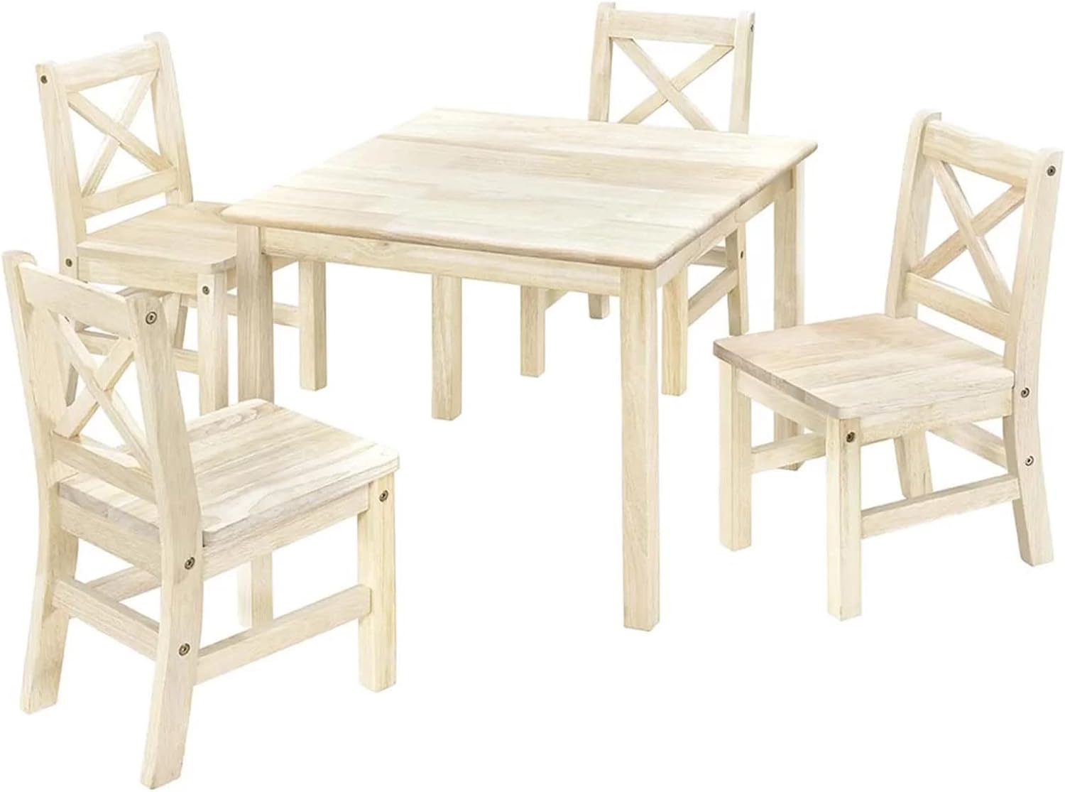eHemco Solid Hard Wood Kids Table and Chair Set (2 Chairs Included), Coffee, 3 Piece Set