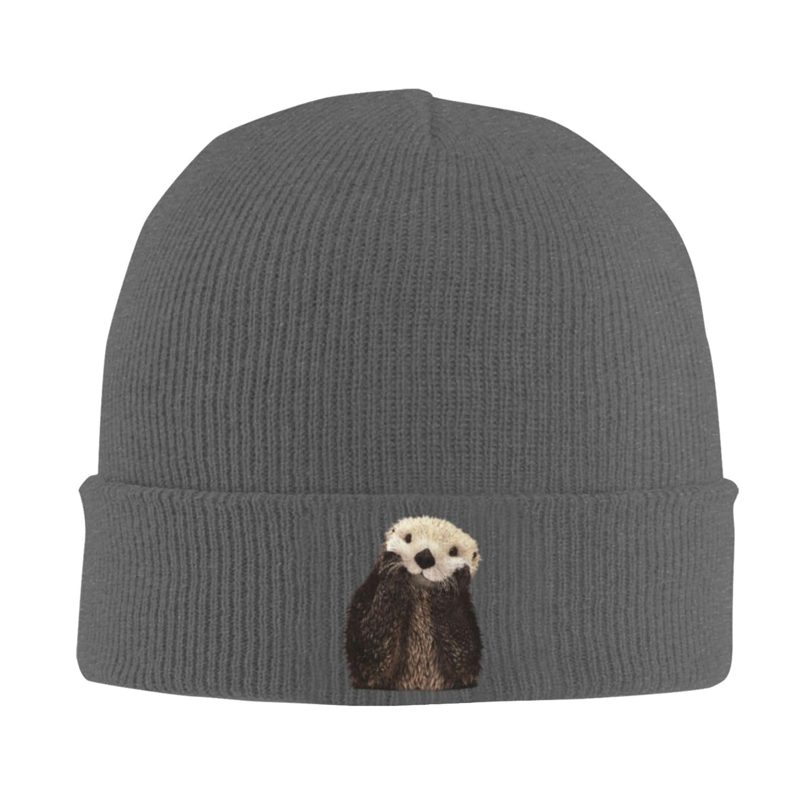 Vintage Retro Funny Otters Lovers Gifts Beanie for Women Slouchy Beanie Hats Winter Knit Caps Soft Ski Hat Black-t