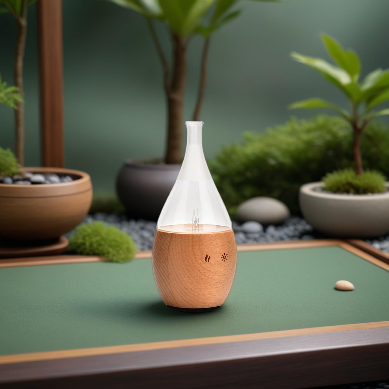Zen'Arôme - Diffuseur d'Huiles Essentielles par Nébulisation Programmable Bolea - Intensité Réglable - jusqu'à 80m² - et Éclairage LED - Diffusion à Froid pour l’Aromathérapie, Minuterie - Bois, Verre