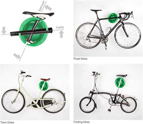 Miniatura 9 de Cycloc Solo - Estante de almacenamiento para bicicletas de montaje en pared, almacenamiento vertical y horizontal, color verde