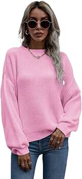 Amazon.com: sweaters for women Solid Drop Shoulder Ribbed