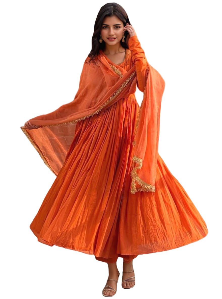 anni designer Women's Rayon Viscose Anarkali Solid Kurta with Pant & Dupatta-picture-29