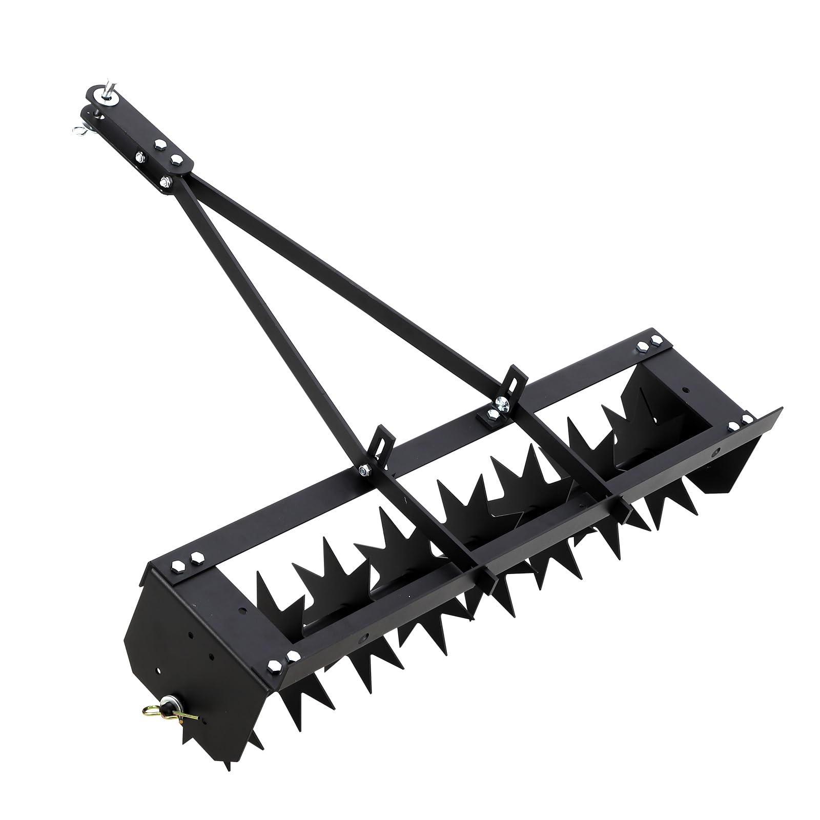 Garvee Aireador de Césped Remolcable de 81 cm, Escarificador de Púas de Acero Aleado con Bandeja de Peso de 41 kg, 64 Púas para Aireación de 5 cm, Equipo de Jardinería para Tractor y ATV, Negro
