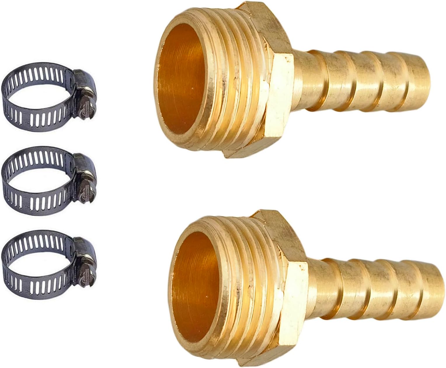 ESEKSAFAR (Outer Diameter-20.99mm)1/2" inch BSP Thread Barb hose fitting 1-Way Union Pipe Joint, 3pc Hose clamp, (Male 2pc 1/2" Thread x Barb Hose fitting 3/8" (10mm))