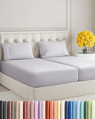 Miniatura 130 de Juego de sábanas de 4 piezas de tamaño matrimonial, sábanas extrasuaves, transpirables y refrescantes, sábanas duraderas de lujo para mujeres