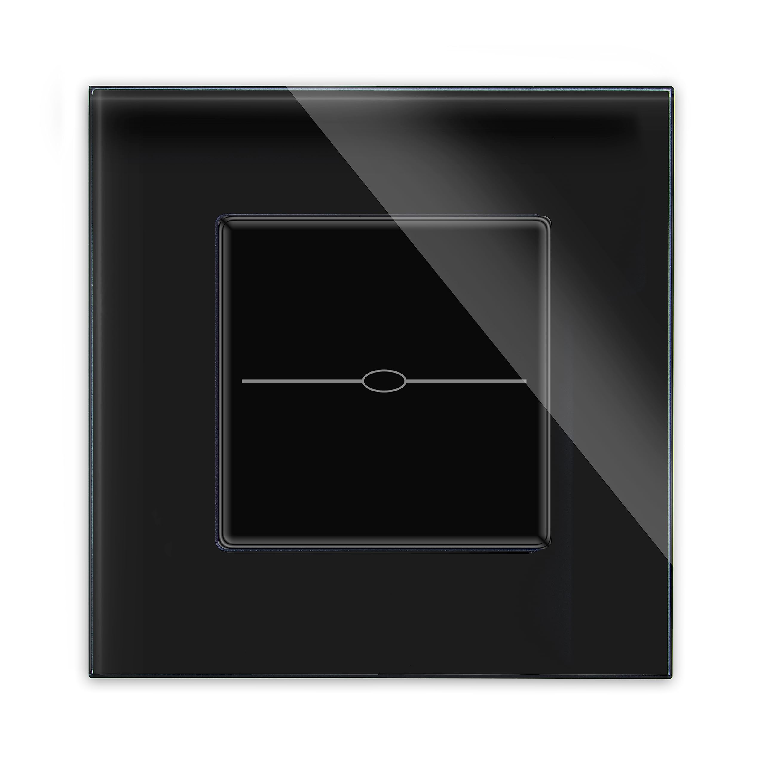 Smart - Interruptor de luz táctil con WiFi y 1 compartimento en marco de cristal en color negro de 1 vía, interruptor de pared para Alexa Google Home IFTT Tuya App Luxus-Time