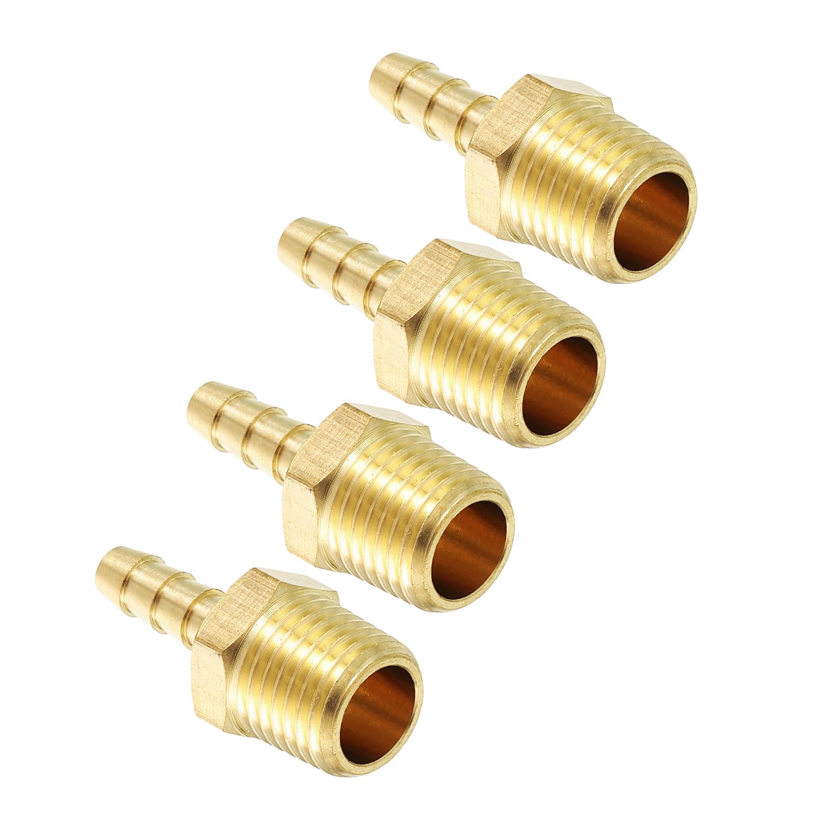 Kozelo 4pcs Brass Hose Barbs Fittings 8mm Hose Barbsto 10mm NPT Male