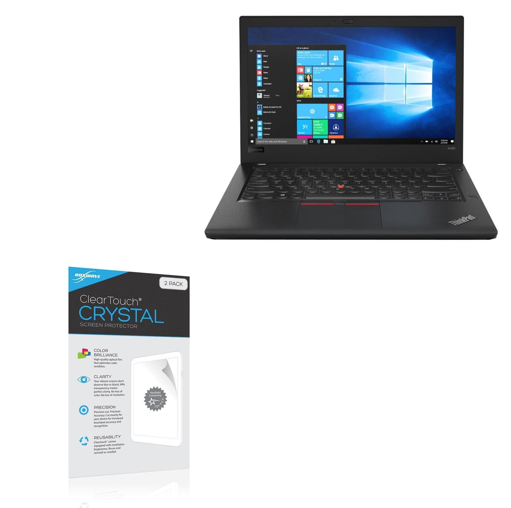 BoxWave Screen Protector Compatible with Lenovo ThinkPad A485 (14 in) - ClearTouch Crystal (2-Pack), HD Film Skin - Shields from Scratches