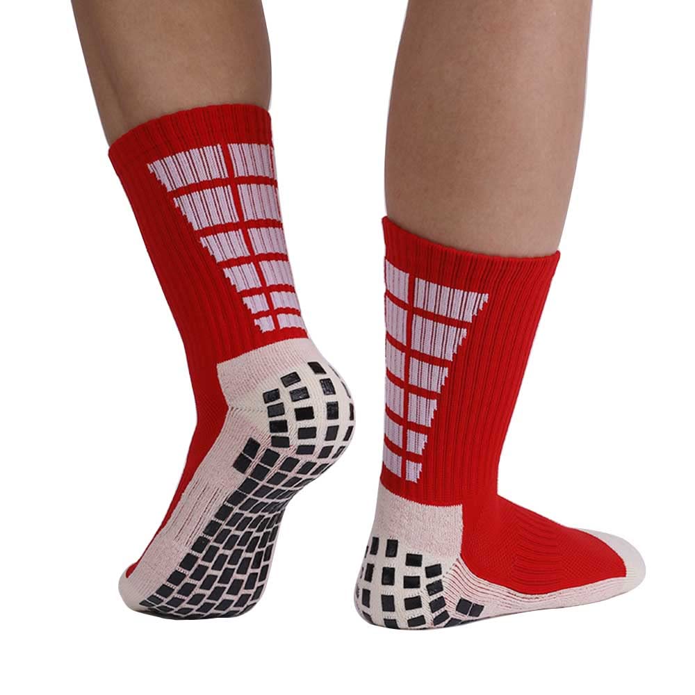 SOWUGIMen's Grip Socks Soccer Anti Slip Athletic Socks Non Skid Football Basketball Soccer Socks with Grip Pads 1 Pairs