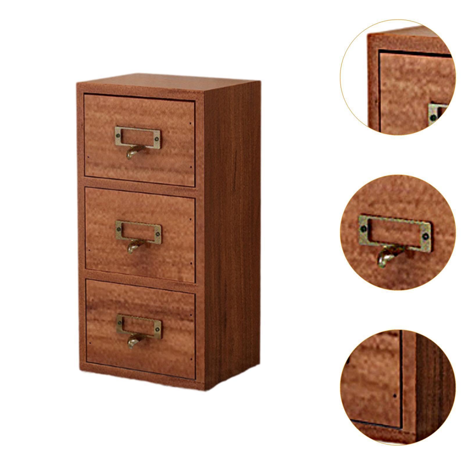 Organizzatore Da Scrivania con Cassetti per Gioielli E Tè, Scatola Portaoggetti in Legno, 3 Cassetti, Dimensioni: