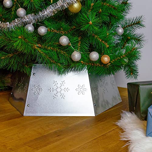 Forup Metal Christmas Tree Ring, Christmas Tree Collar With Printed Snowflake, Christmas Tree Skirt Base Stand For Christmas Tree Decorations (Silver) #TOP3