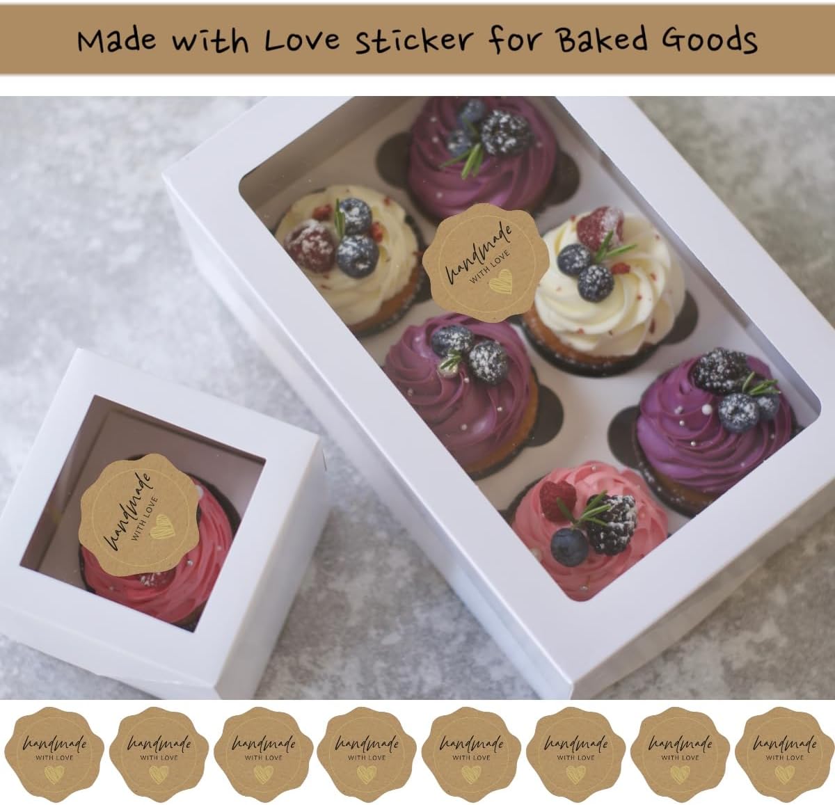 300 Made with Love Stickers1.75 with Gold Foil - for Small Business Owners, Handmade Goods, Bakery, Cookies, Cake Boxes, Bread, Chocolate Boxes, and Other Home Goods image 5