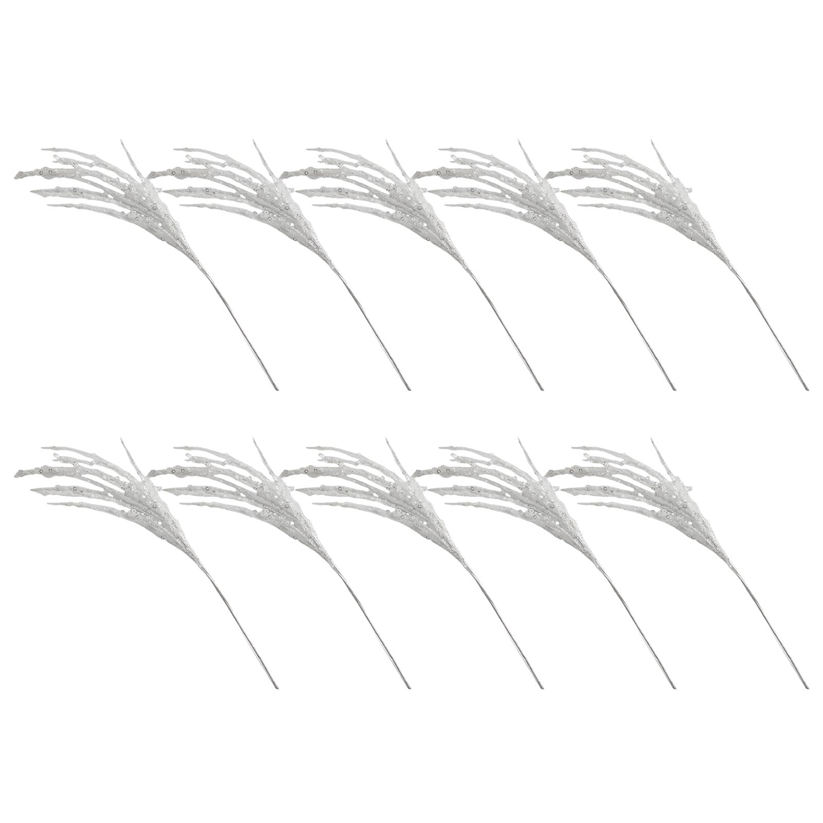 Msioytog White 10Pcs Shimmering Berries Branch Adornment Berries Picks For Creative Christmas Tree And Festival Home Decorations Silver Tree Picks