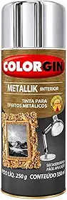 Spray Tinta Cromada Colorgin Metallik 350ml Efeito Metálico Brilhante Para Metal Madeira Decoração