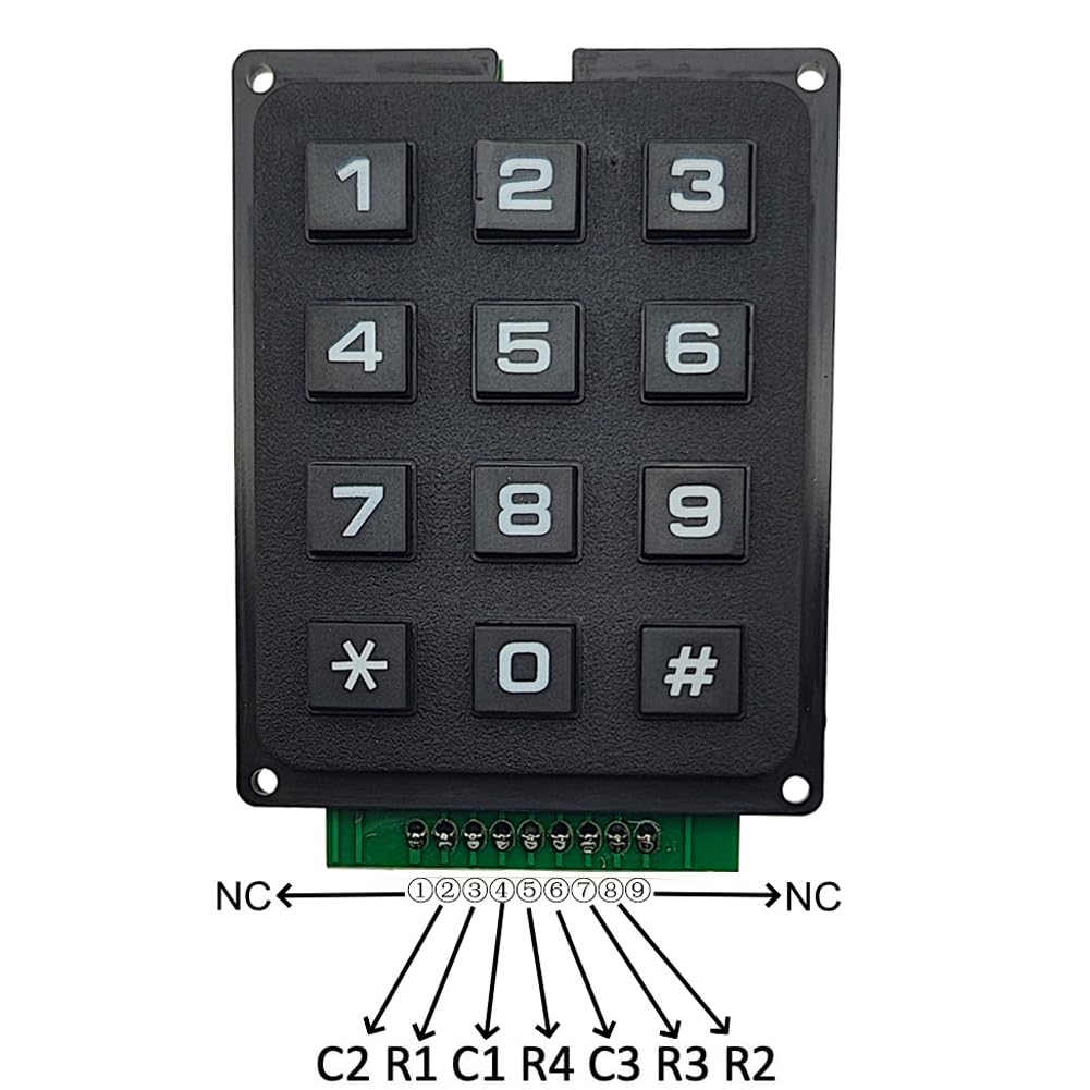 2 teclados de matriz de 12 teclas, módulo de teclado de 3 x 4 botones, tablero externo con cabecera de pin (soldado)