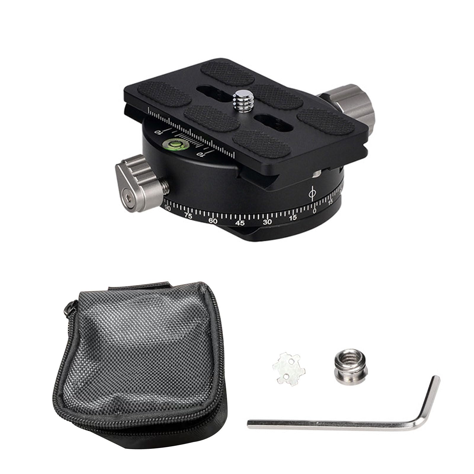 Morsetto Panoramico a Testa Girevole 360° in Lega di Alluminio 60mm, | Morsetto per piastra a sgancio rapido con vite da 1/4 di pollice, carico di 15 kg, per treppiede per fotocamera, testa a