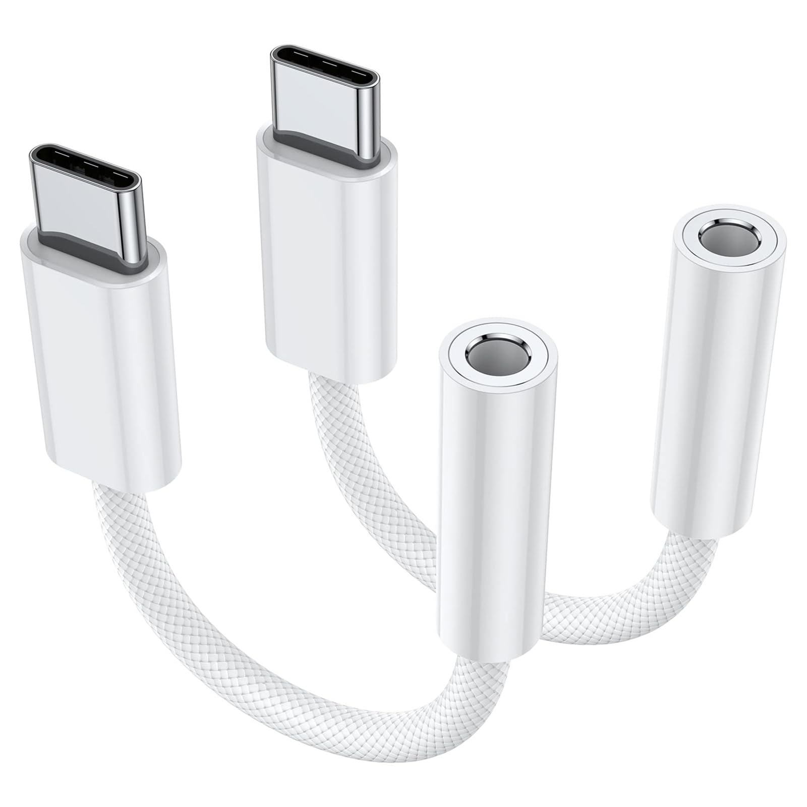 USB C to 3.5 mm Headphone Jack Adapter, 2-Pack Type C Aux Audio Dongle Cable Cord Compatible with iPhone 15/15 Plus/15 Pro/Pro Max, iPad Pro, Samsung Galaxy S23/S23/S22/S21Ultra, Note20, MacBook