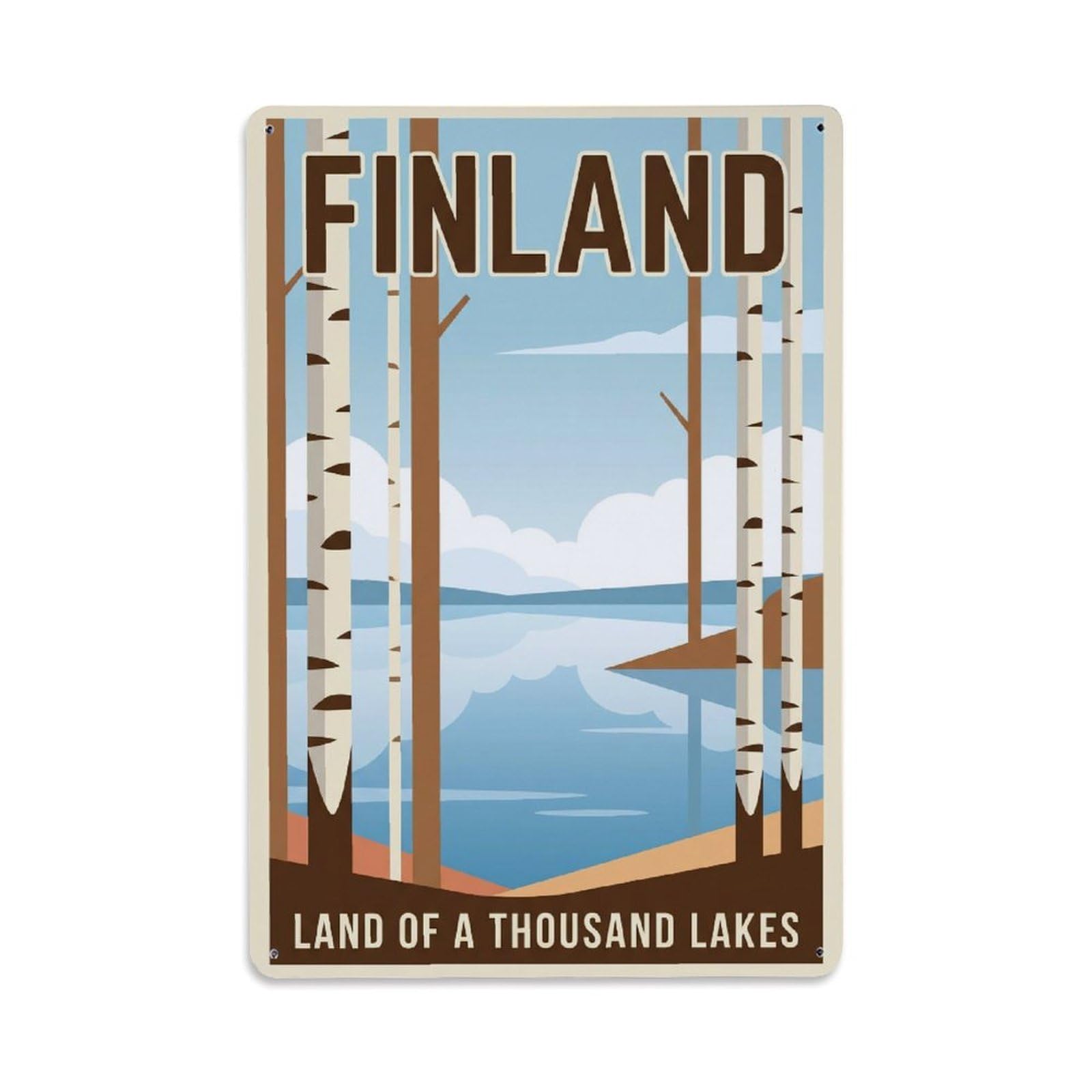Olhnbad Style Finland Thousand Lakes Scandinavian Travel Metal Tin Sign
