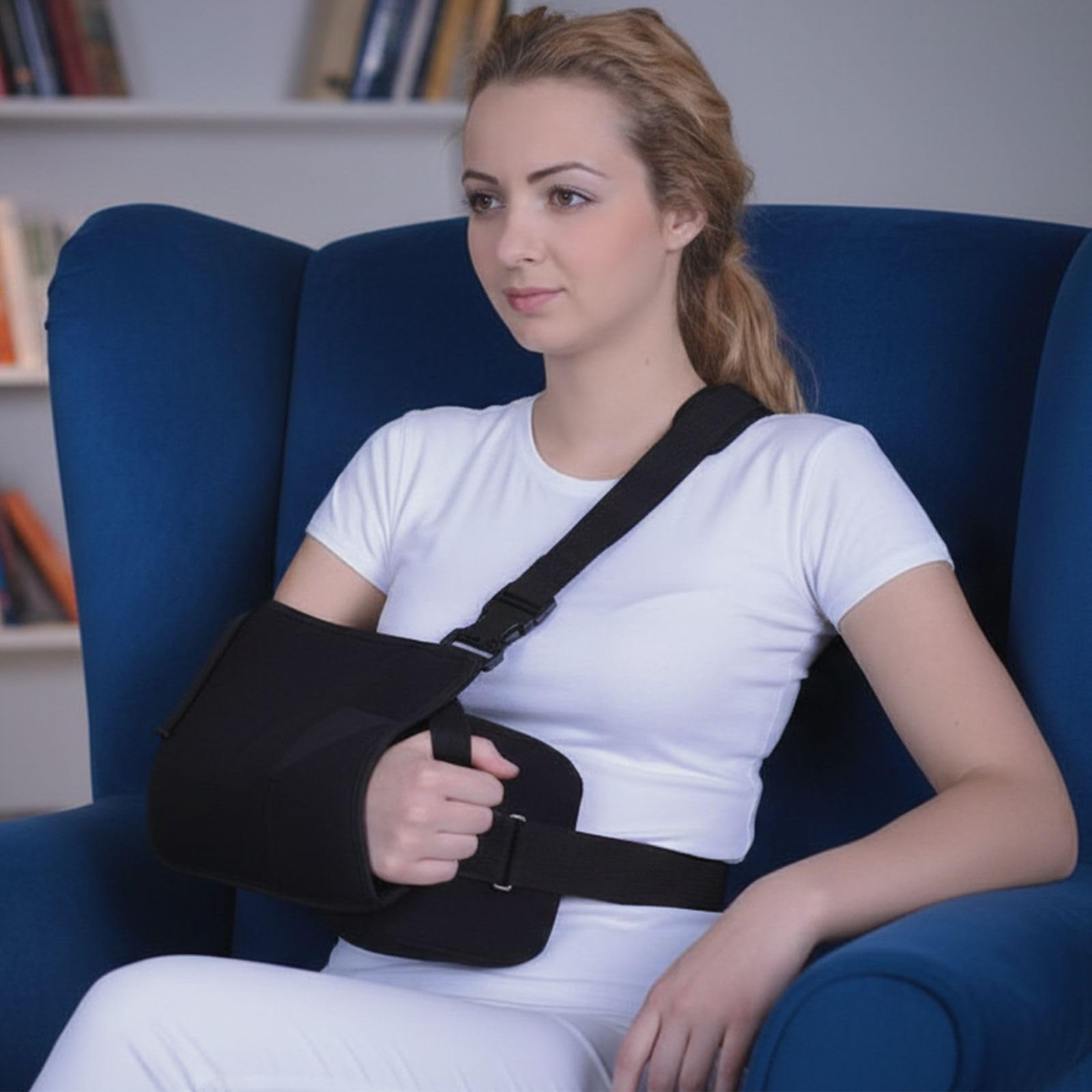 Ausilium Cojín para Abducción de Hombro Ambidiestro – Soporte para Brazo Postoperatorio para Rehabilitación del Manguito Rotador y el Brazo – Banda Ajustable, Talla Única, Negro