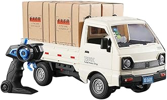 GoolRC Remote Control Car Kei Truck, 1:16 Scale RC Transport Pickup Truck with Spray and Light, 2.4GHz All Terrain RC Cars for Teens and Adults Christmas or Birthday Gift (White)