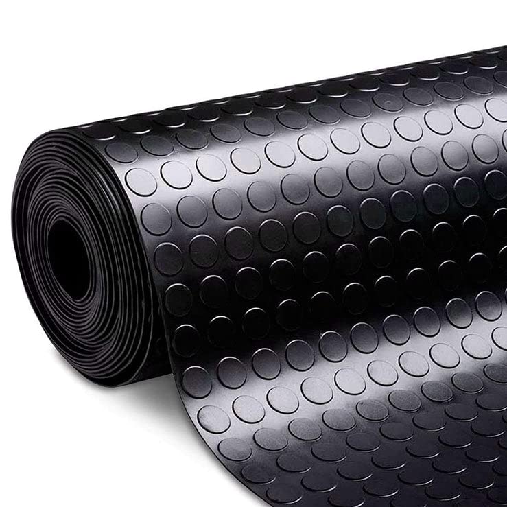 Floordirekt Mata z wypustkami, bezzapachowa mata podłogowa, wykładzina gumowa o grubości 3 mm, mata gumowa z płaskimi wypustkami, czarna (100 cm x 700 cm, czarna)