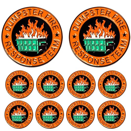 10PCS Dumpster Fire Response Team Enamel Pins Bulk - Funny Office Gifts for Coworkers and Team Leaders Sarcastic Collectible Pins for Work Events Parties and Firefighter Appreciation